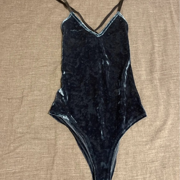 Windsor Blue Velvet Bodysuit - Picture 1 of 3